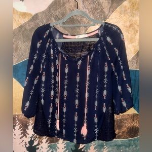 Jolt Navy Blue and Hot Pink Blouse